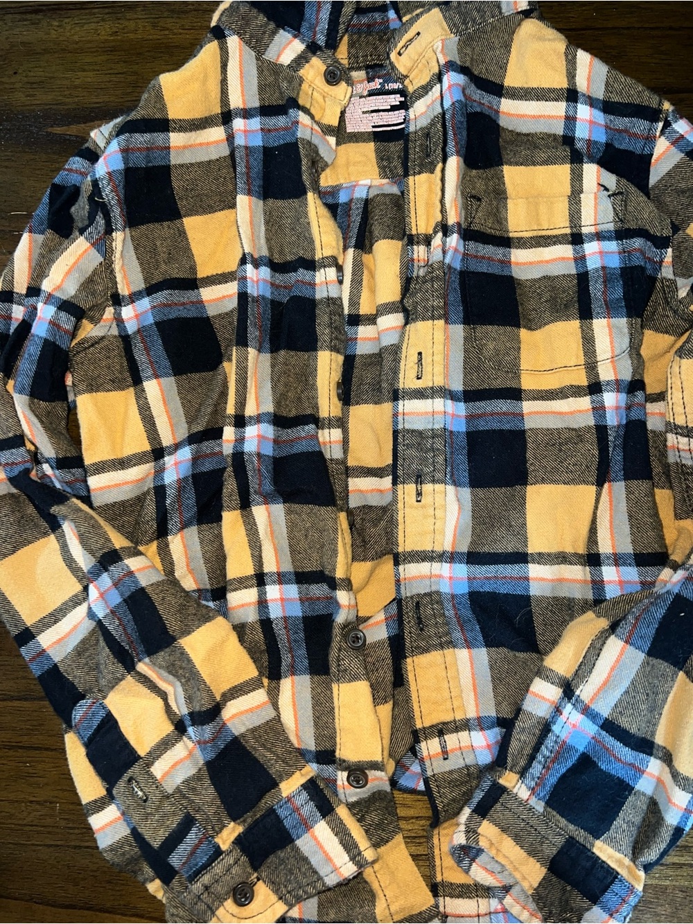 Cat & Jack Yellow Navy Plaid Button-Down Shirt